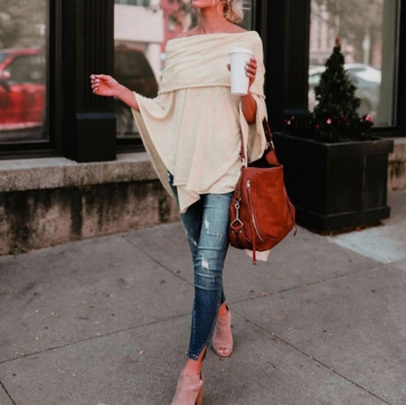 🦋Asymmetric Sweater Women Poncho Pullover - Picture 2 of 4